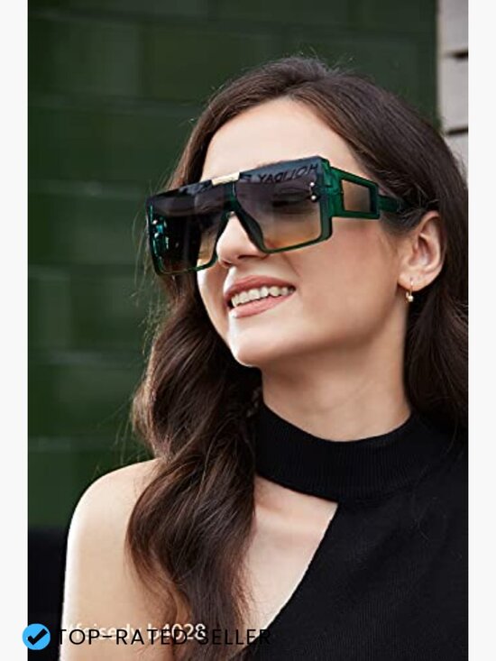 Square Oversized Flat Top Sunglasses With Side Lens Integrated Unisex